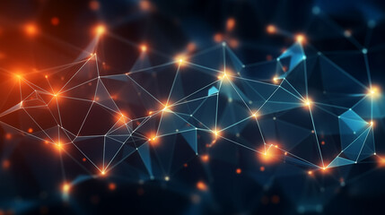 Obraz premium network, glowing lines and dots, startup and innovation theme
