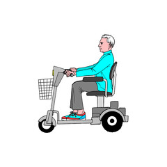 Senior man driving a mobility scooter © Creative Graphics