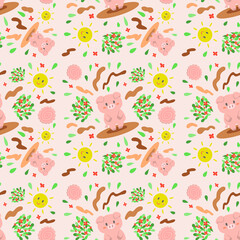 Playful Pig in the Garden Pattern