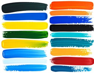 Procreate brush strokes in acrylic paint style — varied widths, thick texture, high-resolution PNG with transparent backgrounds