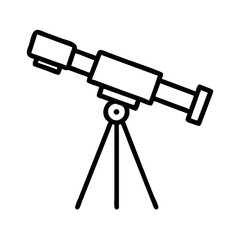 Telescope on tripod in minimalistic style representing science  