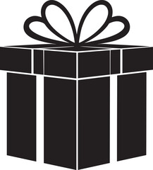 Christmas Gift Vector in Black Silhouette Style | Flat Festive Illustration
