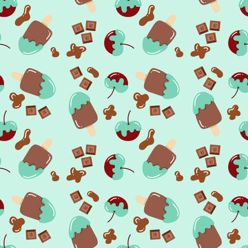 Sweet Chocolate & Cherry Ice Cream Pattern
