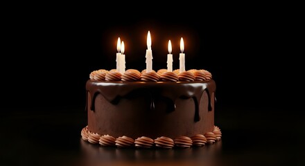 Chocolate Birthday Cake with Candles in the Dark (5K)
