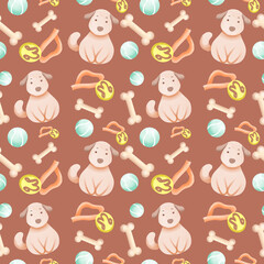 Playful Puppy and Dog Bone Pattern