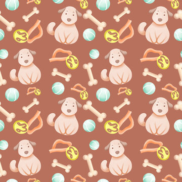 Playful Puppy and Dog Bone Pattern