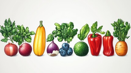 Colorful Vegetable Collection on White Background for Design Use
