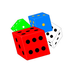 Colorful dice pile game design element
