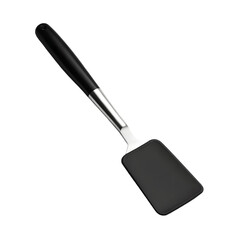 Spatula in Isolation: A clean, isolated shot of a modern, black spatula, designed for precision cooking. The image showcases its sleek design and ergonomic handle, a culinary essential.