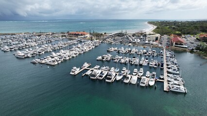 Hillarys, Australia – June 3, 2025: Aerial View of The Hillarys Boat Harbour of Perth CBD