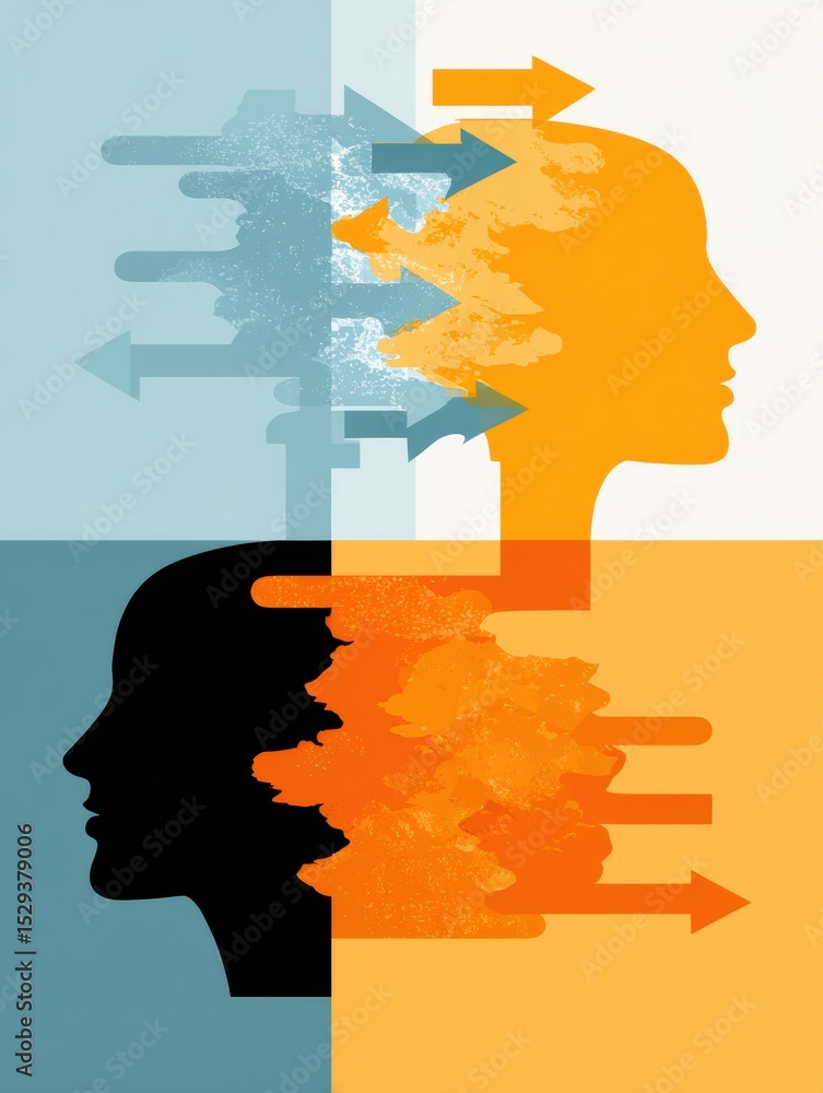 Poster Mindset Shift Examples Illustrated Through Contrasting Visuals Highlighting Personal Growth and Development Techniques
