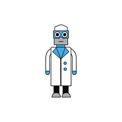 A scientist robot with a lab coat