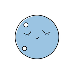 A sleepy cartoon moon