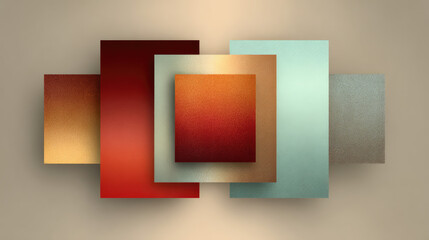 Modern abstract art featuring geometric shapes in warm and cool tones
