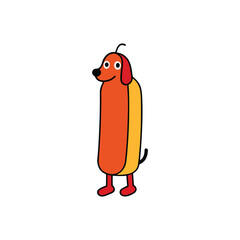A dog wearing a hot dog costume