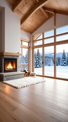 Cozy winter cabin living room. (1)