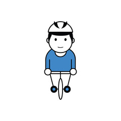 A man cycling wearing a helmet