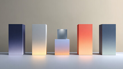 Modern geometric shapes in gradient colors create stylish display