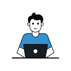 A man sitting at a desk working on a laptop