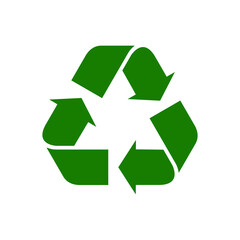 Obraz premium Green Recycling Symbol on Black Background - Simple Eco-Friendly Icon. This image features a completely black background. This image features a simple, bold green recycling symbol set against a black