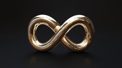 The golden infinity sign, sparkling and glowing