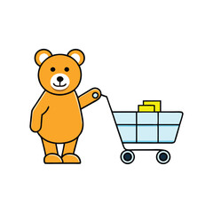 A bear grocery shopping
