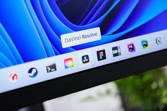 Poznan, Poland - June 6, 2025: DaVinci Resolve application icon on a sleek computer screen, highlighting powerful video editing software for all creative professionals