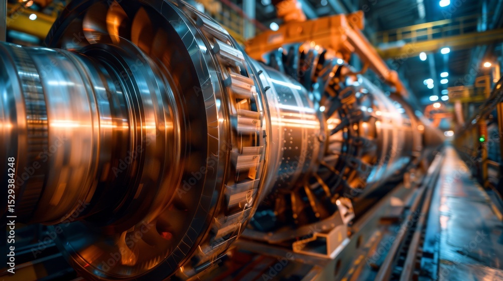 Aufkleber a close-up view of an intricate industrial engine component, highlighting its mechanical precision a