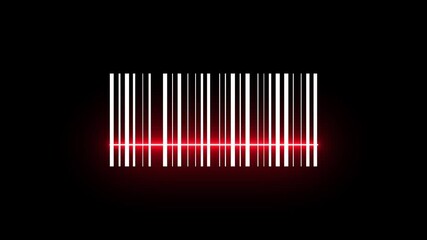 Laser beam barcode scanner neon animation isolated on black background - Powered by Adobe