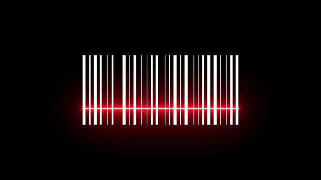 Laser beam barcode scanner neon animation isolated on black background - Powered by Adobe