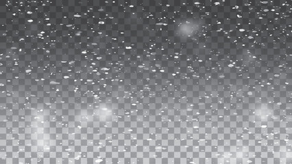 Fototapeta premium Snow backdrop wide. Falling different flakes. White glowing dust. Snowfall winter effect. Falling white dust. Winter holiday storm.