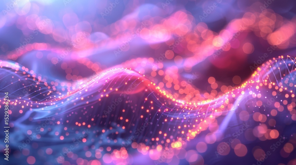 Aufkleber an artistic representation of waves, illuminated by soft bokeh lights, creating a mesmerizing, dream