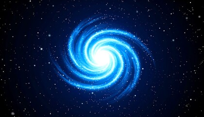 Blue Spiral Galaxy with Space Background.