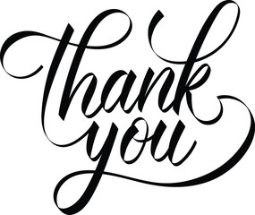 Modern Calligraphy "Thank You" Vector Black Flat on White Background