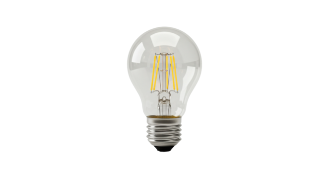LED light bulb showing filaments isolated PNG with Transparent Background