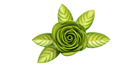 Green floral rosette with layered leaves isolated on white background
