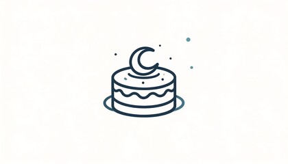 Crescent Moon Cake Icon.