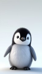 Fototapeta premium Cute Baby Penguin in Snowy Antarctic, Wildlife Photography, Nature Conservation, Adorable Chick Portrait, Cold Environment Elegance