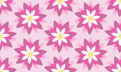 a seamless pattern composed of geometric pink flower with pink background , design for fabric or various pattern printing works.