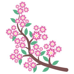 tree branch with pink flowers on transparent background,elements for decoration