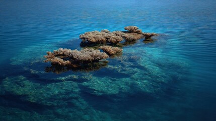 Stunning Aerial View of Underwater Coral Reef in Crystal Clear Water
