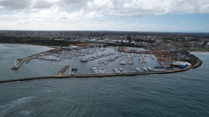 Hillarys, Australia – June 3, 2025: Aerial View of The Hillarys Boat Harbour of Perth CBD