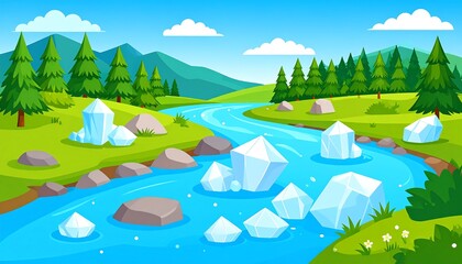 Crystal River with Mountain Landscape.