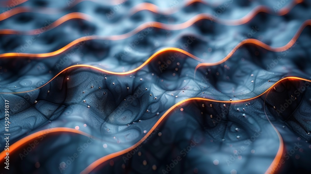 Aufkleber a mesmerizing abstract image featuring fluid, wavy patterns in layers, enhanced by glowing neon edge