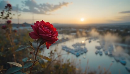Close-Up of Red Rose – Symbol of Love, Passion, and Beauty with Rich Petals and Velvety Texture, Perfect for Romantic, Botanical, and Artistic Themes