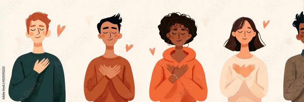 Poster developing self-compassion habits to enhance emotional well-being and personal growth through mindfu