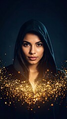 Woman in Hoodie with Golden Light.