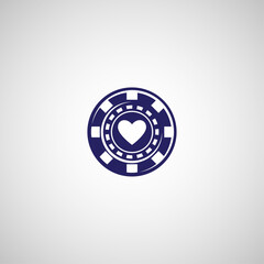 Casino chip Ace of Hearts icon flat vector design