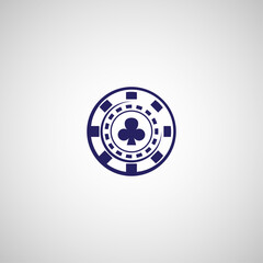 Casino chip Ace of Clubs icon flat vector design