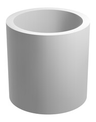 Minimalist composition featuring a white cylinder, emphasizing its perfect geometric form against a clean white backdrop, creating a sense of purity and simplicity